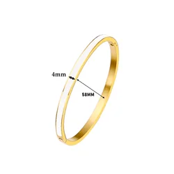 Luxury Vibrant Orange Enamel Bangle Bracelet for Women - Fashionable Party Gift in Stainless Steel Jewelry (4mm White)