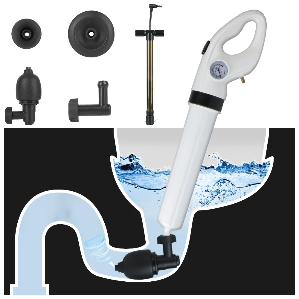 

Ручной очиститель дренажа воздуха, инструменты для пневматической дренажной трубы, дренажное углубление, вантузы для унитаза 1 комплект, очиститель насоса высокого давления