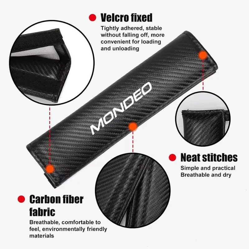 Seat Belt carbon fiber Seat Belt Shoulder Cover Auto Seat Belt Protect  Liner for Ford Mondeo mk3 mk4 mk5 Car Accessories