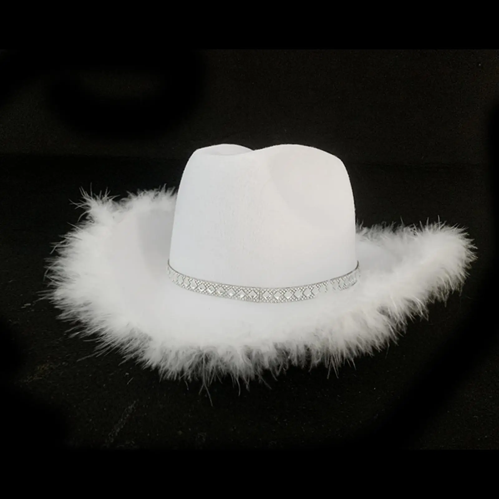 Western Decor Cowgirl Costume White Cowboy Hat Men Feather Crystal Beaded Fedoras Outdoor Wide Brim Sun Hats