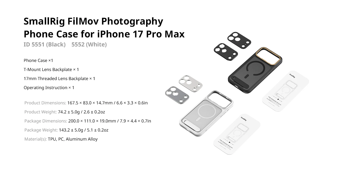 FilMov Lightweight Photography Phone Case for iPhone 17 Pro/Pro Max for 67mm Mag