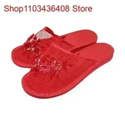 Women Stylish  Floral Slippers Flats Flip Flop Loafers Ladies Mules Fresh Breathable Home Floor Parent-Child Eva Bottom - 3