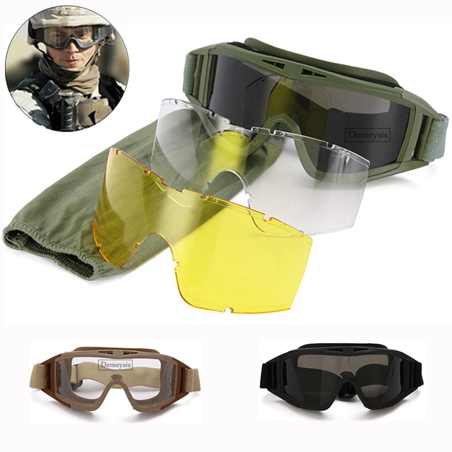 Gafas airsoft tacticas protectoras con 3 lentes tipo Locust con funda  (NEGRO) : : Deportes y aire libre