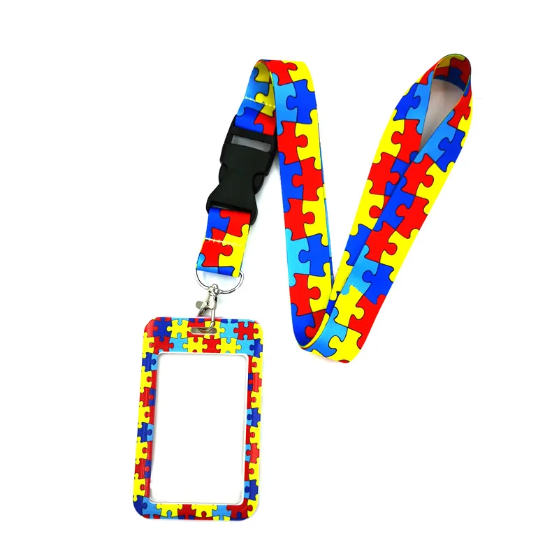 Autism Pattern Neck Keychain Necklace Webbings Ribbons Anime Cartoon Neck Strap Lanyard ID badge Holder Keychain Lanyards Gifts badge holder badge holder keychain hanging neck strap