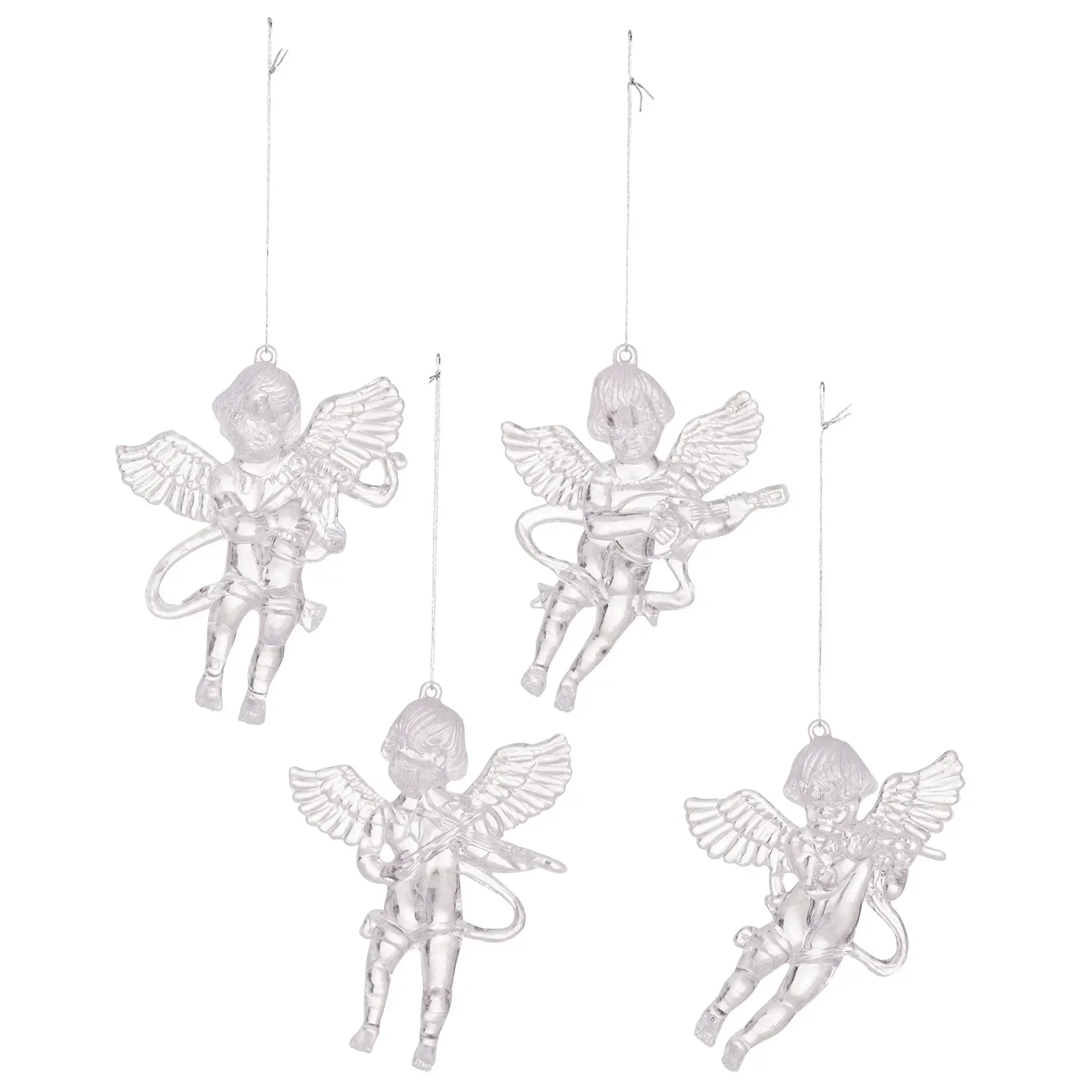 thumbnail image 1 of 4 adornos navideños de ángel de cristal transparente con alas colgantes para árbol de Navidad, decoraciones navideñas, 1 of 5