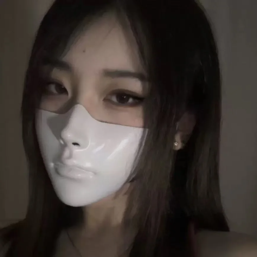 Maschera Umana Mezza Faccia Liscia, Maschera per Cosplay di Halloween, Accessorio Decorativo per Feste e Balli in Maschera - immagine 3
