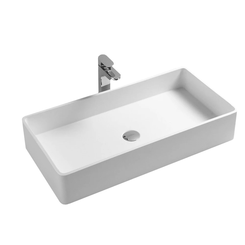 

800mm Bathroom Above Counter Rectangular Sink Matt Solid Surface Stone Laundry Wash Basin RS3813-517