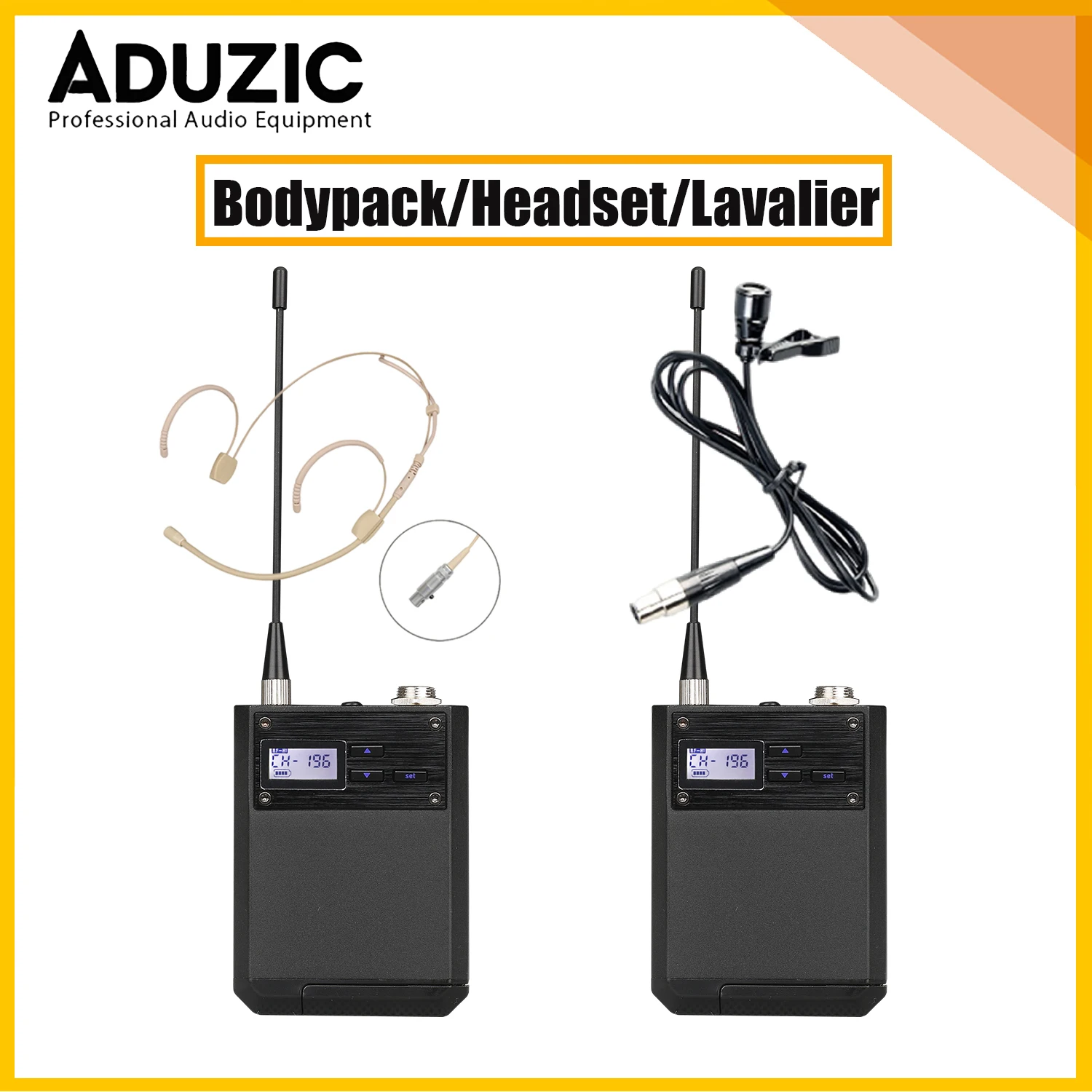 ADUZIC AXT220D 무선 전문 마이크 다이나믹 500/600MHz 200M Beta58 KSM8 무대 마이크 UHF 무선 핀 마이크