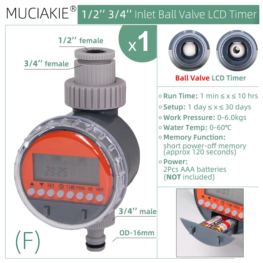 MUCIAKIE Watering System Timer Drip Irrigation Controller Garden Automatic Rain Sensor Solar LCD Electronic Greenhouse Irrigator 