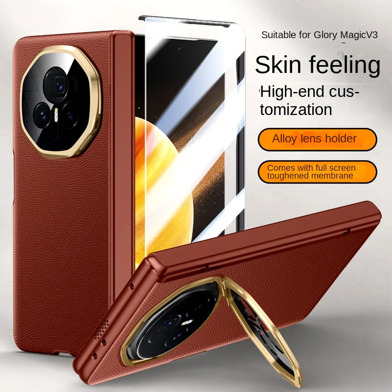 Sleek Leather Privacy Case with Tempered Glass Protector & Hinged Camera Cover