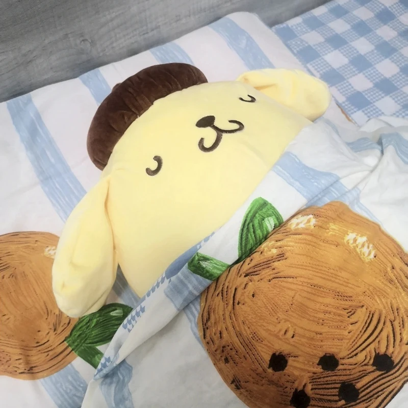 42/65cm Sanrio Anime Pom Pom Purin Plush Pillow Lovely Pompompurin Stuffed Doll Sofa Bed Back Cushion Room Decor Xmas Girl Gift