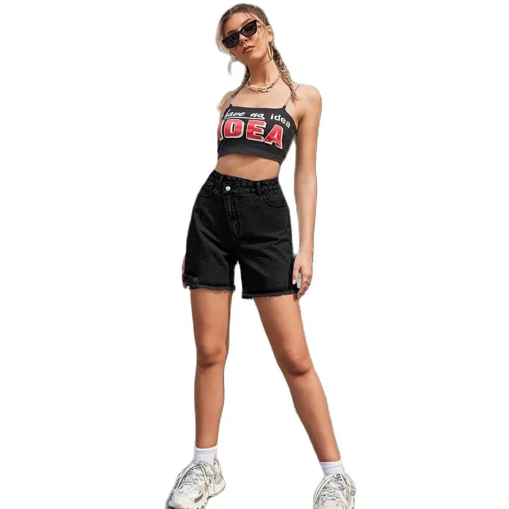 

Ladiguard 2023 Sexy Ripped Denim Shorts Women High Cut Short Jeans Irregular Buttons Up Demin Shorts Girls Stand Pocket Hotpants