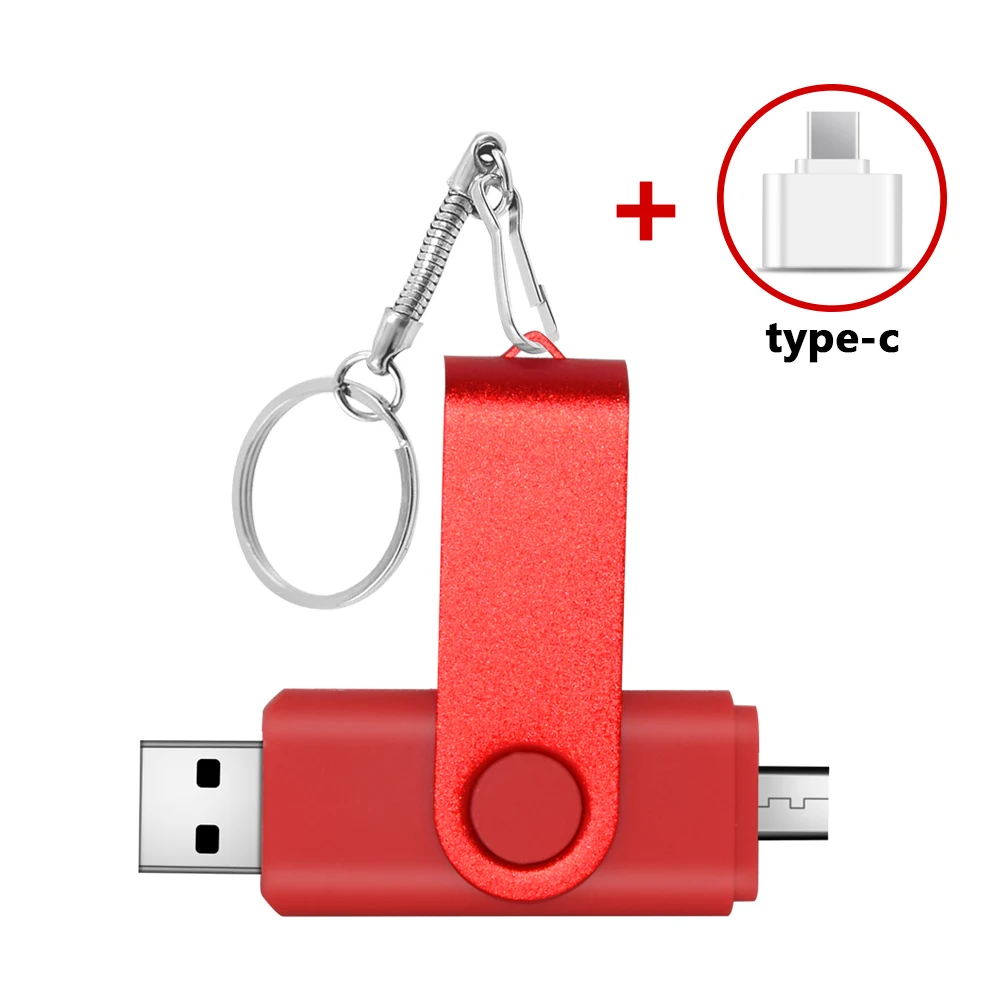USB flash drive OTG type-C 64 GB 32 GB 16 GB 8 GB 4GB 128GB 128GB Pendrive 2 in 1 USB Memory Stick with C Adapter