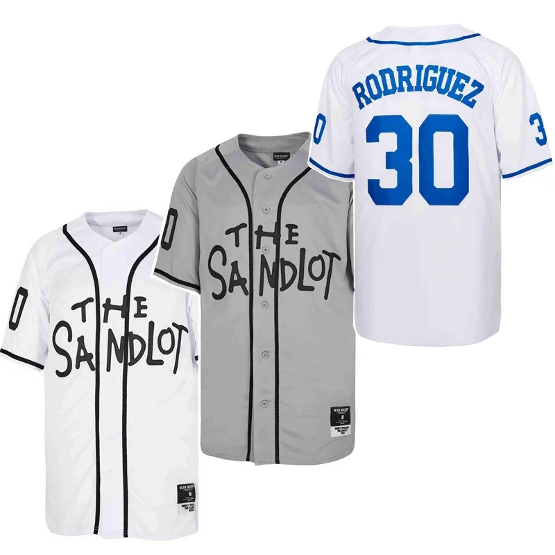 Men Baseball Jerseys The Sandlot 30 RODRIGUEZ Sewing Embroidery High Quality Sports Outdoor Sweatshirt White Black Grey New