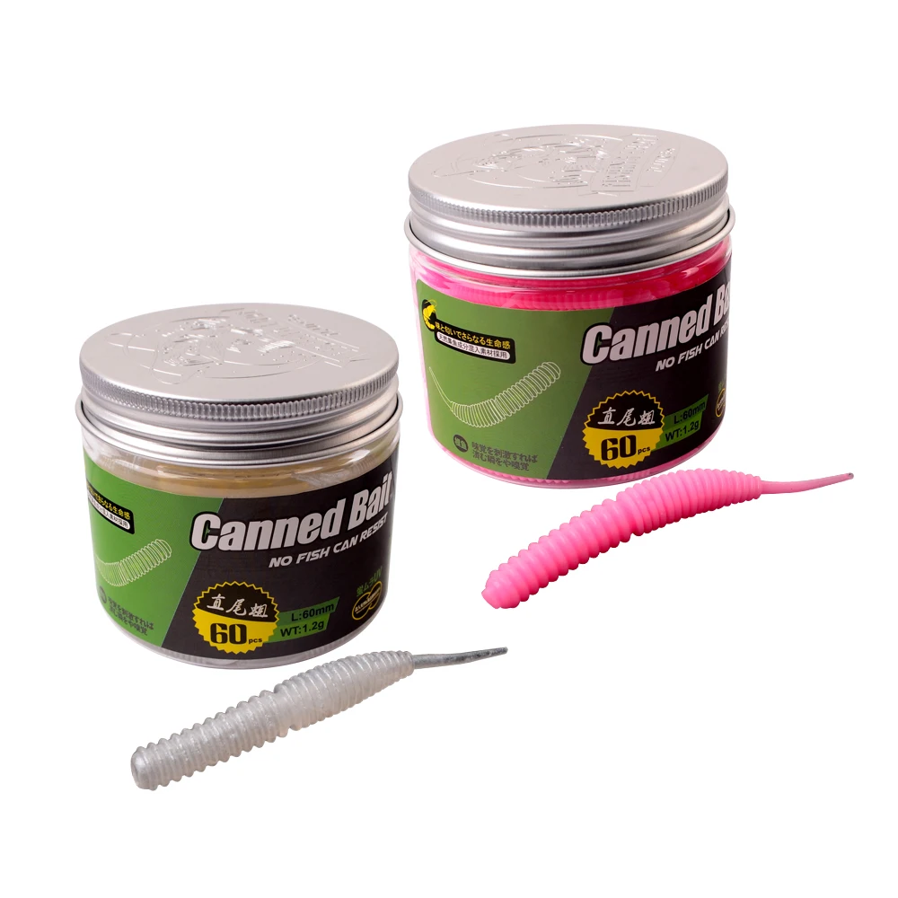 Lot 60 leurres mini soft worm 6cm 1.2g pour pêche black bass et carnassiers - shrimp jerkbait soft bait pesca