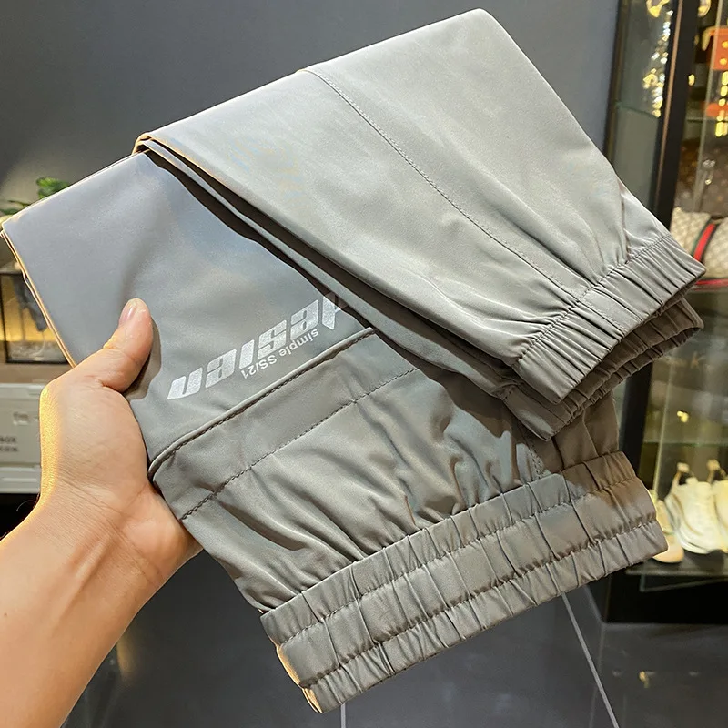 Pants Men's Summer Ice Silk Thin Casual Pants Stretch Breathable Loose Tappered plus Size Sports Quick-Drying Pants