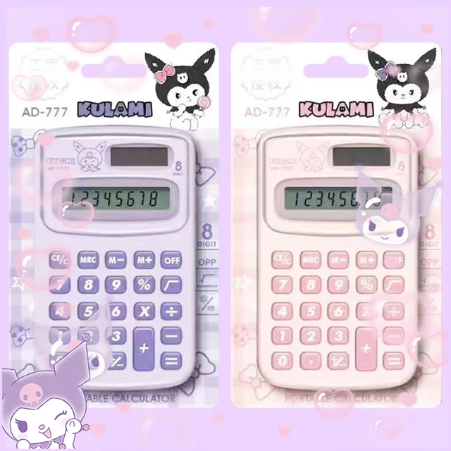 Kuromi Calculator Kawaii Student Stationery Portable Math Class Tools School Office Cartoon Sanrioed Cute Girls Kids Gift Lovely