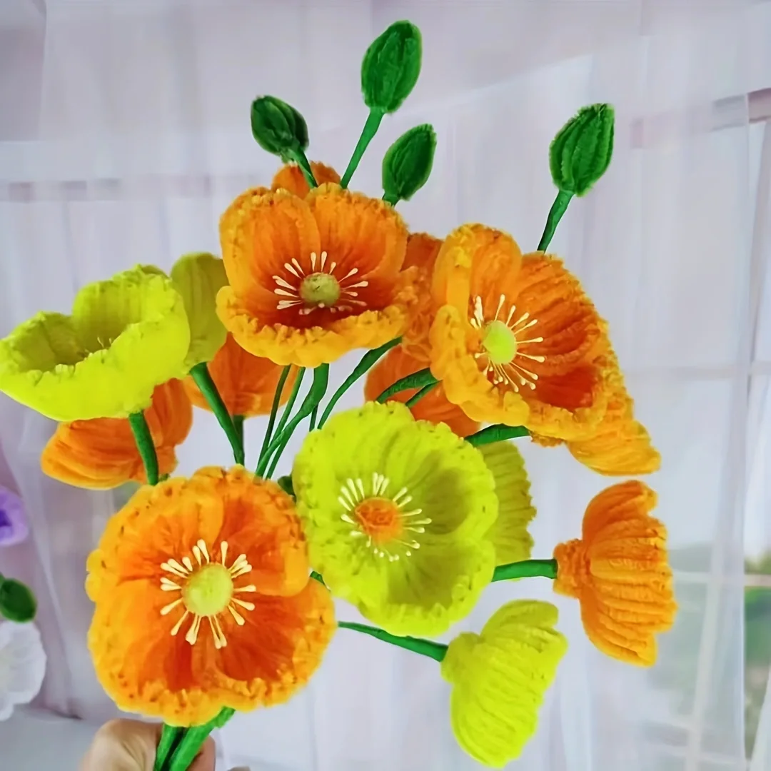 Tulip Daisy Bouquet Handmade DIY Material Package DIY Craft Supplies Chenille Stem Thanksgiving Day Flower Material details chenille pipe cleaners