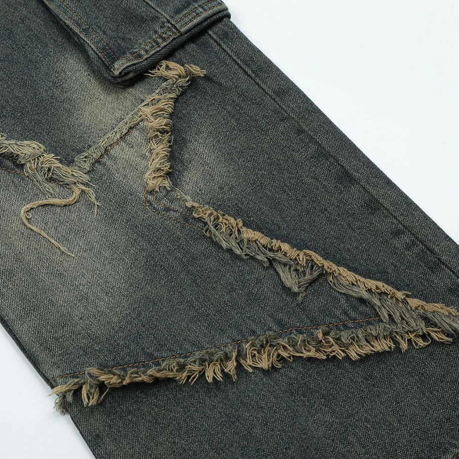 Vintage Baggy Jeans Star Patchwork Loose Straight Denim Pants 2023 New Men Hip Hop Streetwear Jeans 6