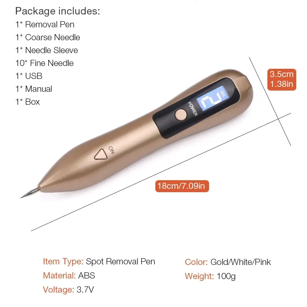 Skin Tag Removal Tool Skin Tag Removal Pen 9 Level LCD Face Skin Dark Spot Remover Mole Tattoo Remover Machine Plasma Pen