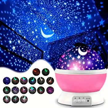 USB powered starry night light projector with moon and stars -360 ° rotatable, 9 color modes 4