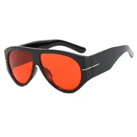 Lunettes de soleil ovales rétro de luxe pour femmes, monture large, couleur thé noir, style pilote carré, protection UV400, lunettes de soleil surdimensionnées pour hommes 4