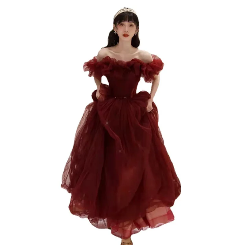 Women's Off Shoulder Sweat Dress Girl's Dress Princess Bridesmaid Banquet Party Ball Prom Celebrity Dresses Fashion womens dress