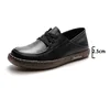2.5cm Genuine Leather Women Oxfords Breathable Shoes Flats Comfy Lace Up Chunky Sneakers Spring Platform Wedge Loafer Slippers 2