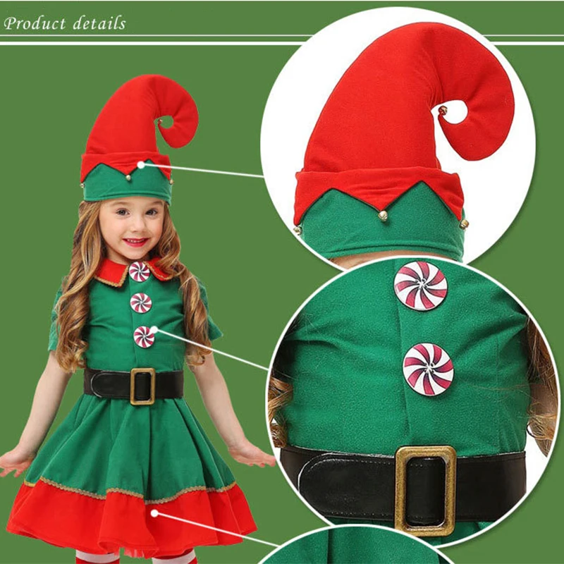 Christmas Elf Cosplay Costume Green Dress for Women