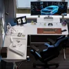 Computer Desks White L Shaped Gaming Desk 51 Inch Gamer Desk Gaming Table with Carbon Fiber Texture Corner Computer L Shape 3