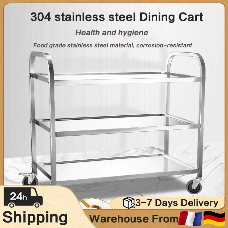 Scaffale A 3 Strati In Acciaio Inossidabile Carrello Da Pranzo Carrello Da Pavimento Carrello Per Servizio Di Ristorazione Auto Per Uso Domestico Hote