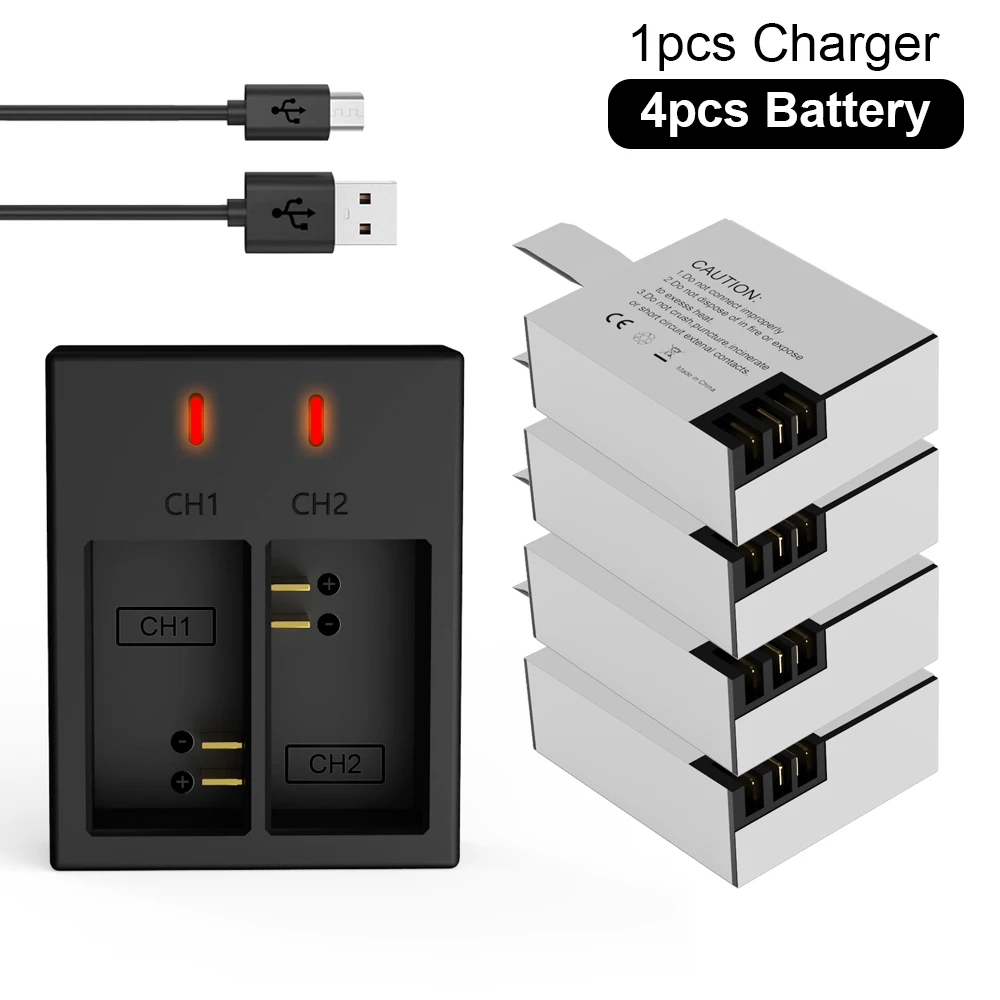 Sj4000 Pg1050 Pg900 Battery + Usb Caricatore Doppio Per Sjcam Sj5000 Sj5000X Sj6000 Sj8000 M10 Eken 4K H8 H9 Git-Lb101 Batterie