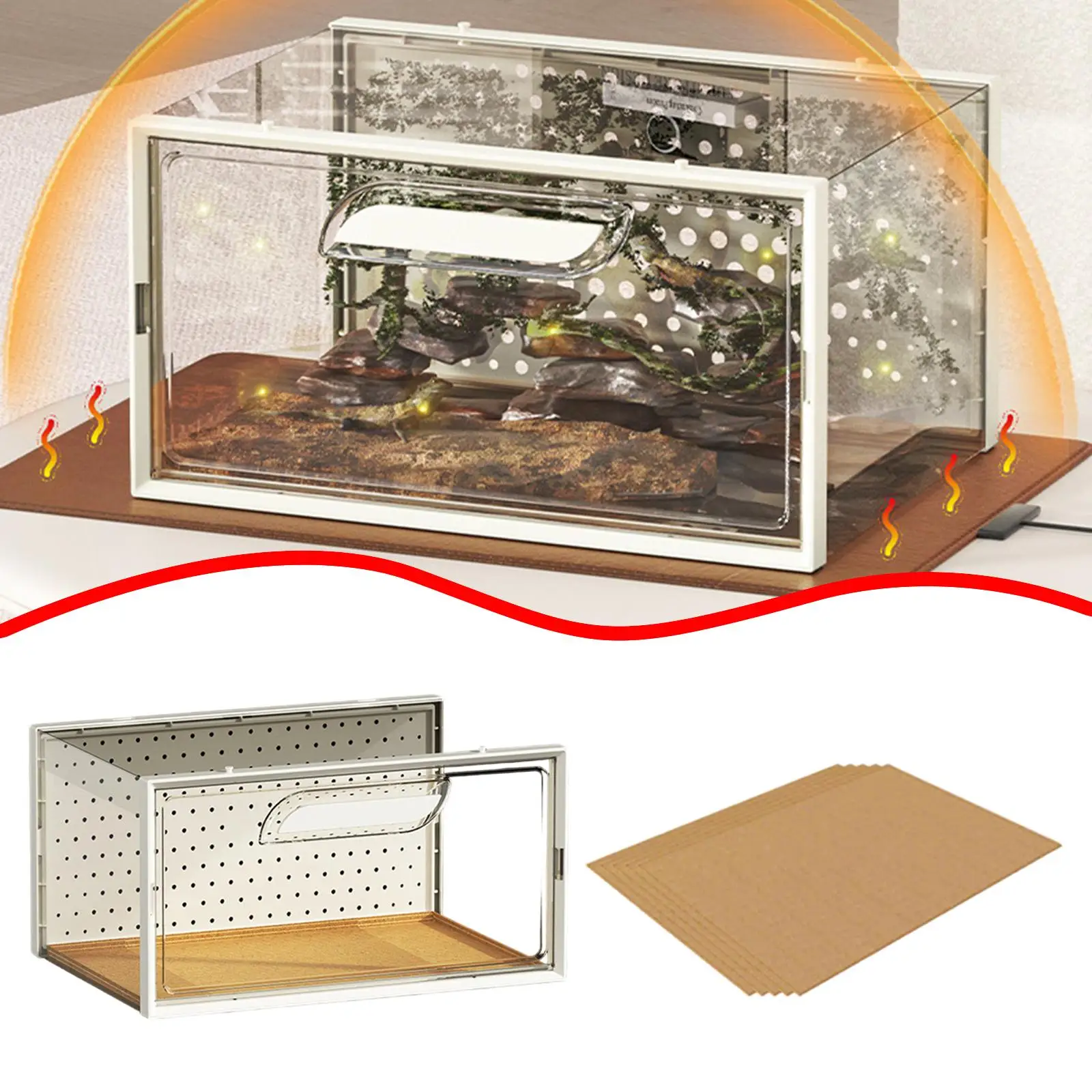 Reptile Terrarium, Breeding Tank, Breathable, Enclosure Cage, Reptile Feeding Box, Animal Habitat Cage for Geckos, Hamster Reptile Terrarium, Breeding Tank, Breathable, Enclosure Cage, Reptile Feeding Box, Animal Habitat Cage for Geckos, Hamster