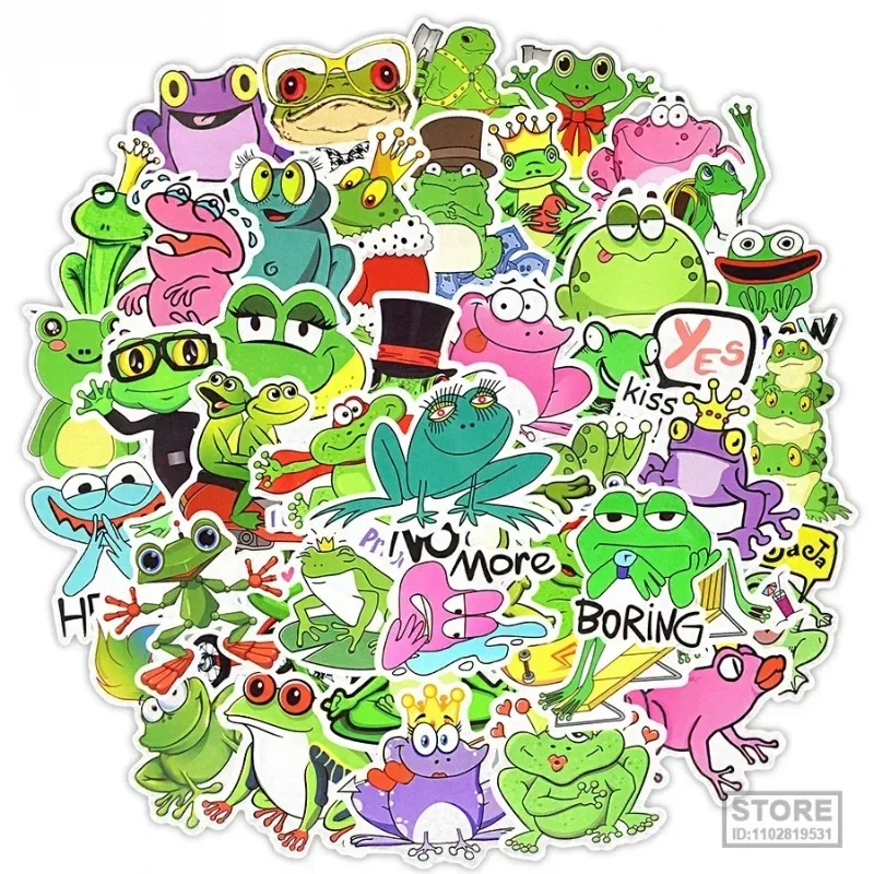 

50 шт. аниме наклейки лягушки для детских игрушек, забавные наклейки для ноутбука, телефона, скейтборда, мотоцикла, автомобиля JDM