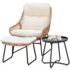 Chaise Lounge Chairs Set Outoodr Indoor Wicker Egg Chair with Ottoman, Patio Chair Recliner with Thicken Cushions, Egg Chair 6