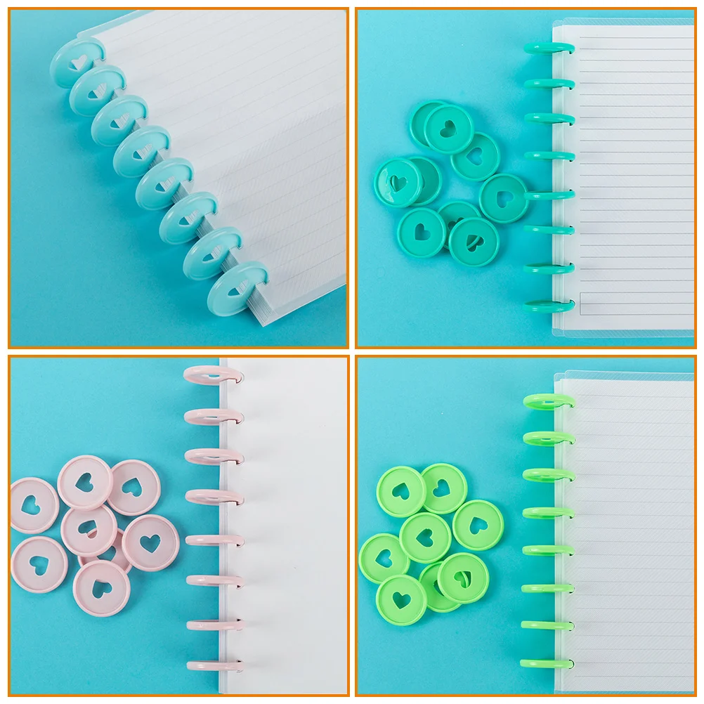 80 Pcs Macaron Color Binder Rings Planner Binding Discs Heart Shaped Book Discs Small Binder Buckles Office Binding Supplies