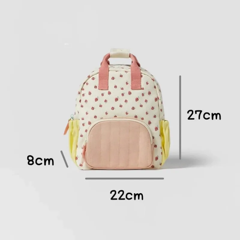 Kids Strawberry Printed Backpack Bag For Girls Children Daily Casual Cute School Bags Toddler New Style Trendy Minie Backpacks