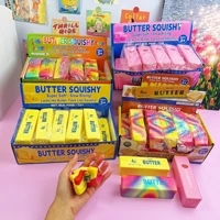6/12/24PCS Pack Butter Squishy Toys Strawberry Rainbow Printed Stress Ball Slow Rebound Stress Relief Sensory Toys Gifts Bulk 3