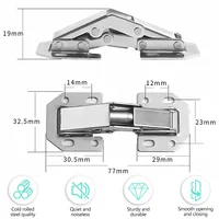 1-10PCS สแตนเลสบานพับตู้บานพับตู้ไม่มีเจาะรูห้องครัวบานพับไฮดรอลิก Damper บัฟเฟอร์ฮาร์ดแวร์เครื่องมือ 4