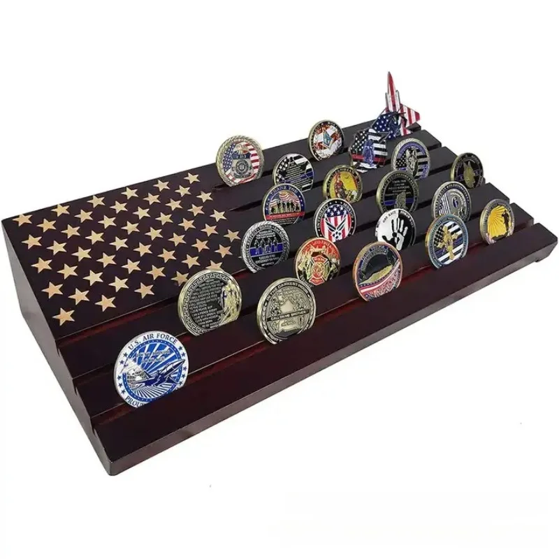 Collectible Storage Shelf for USA Flag Commemorative Coins, Non-currency Coin Display Rack