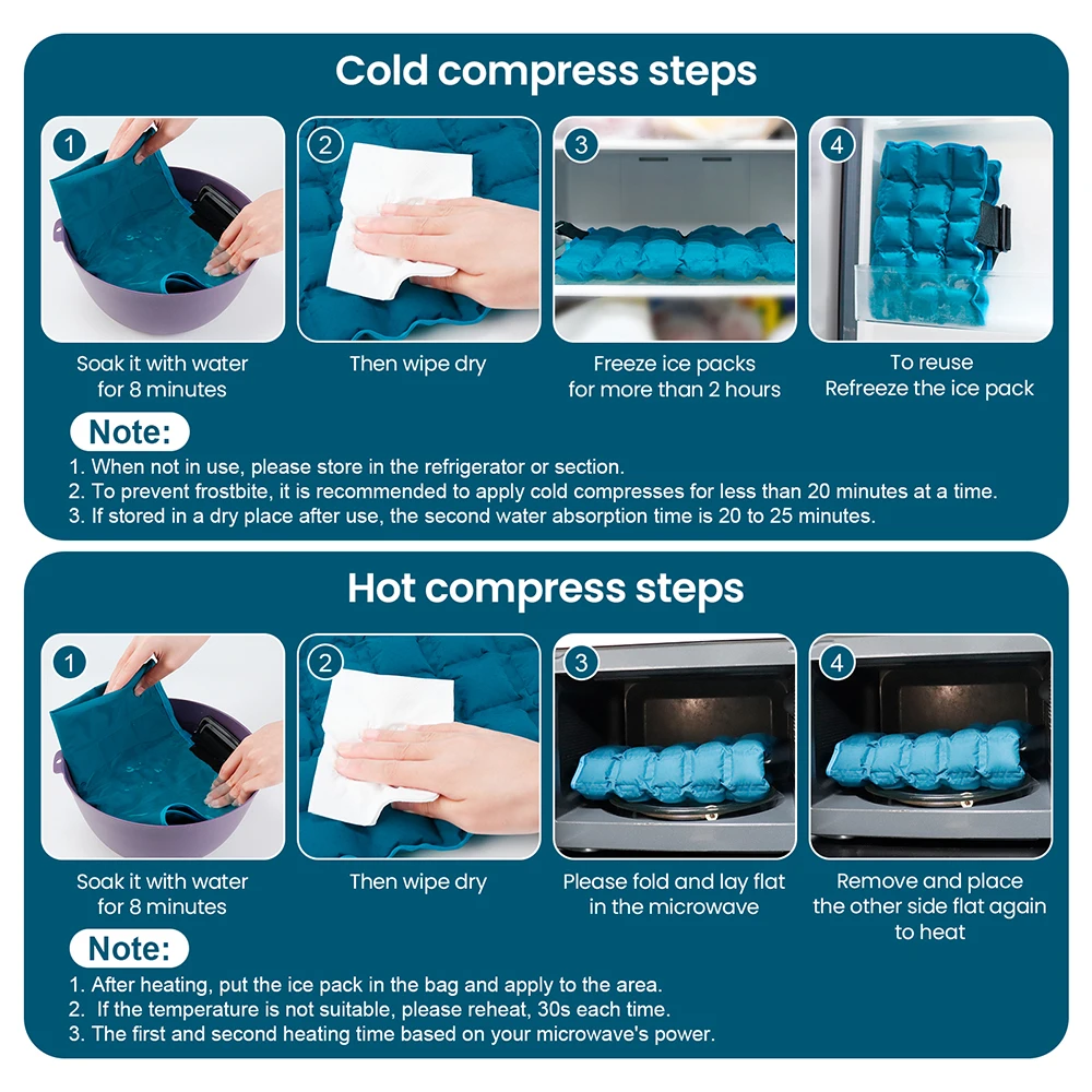 2-IN-1 Ice & Hot Compress Pad Waterproof 58*35cm Multi-functional Ice Cooling Pack Heatng Compress Pad Reusable Body Cooler Mat
