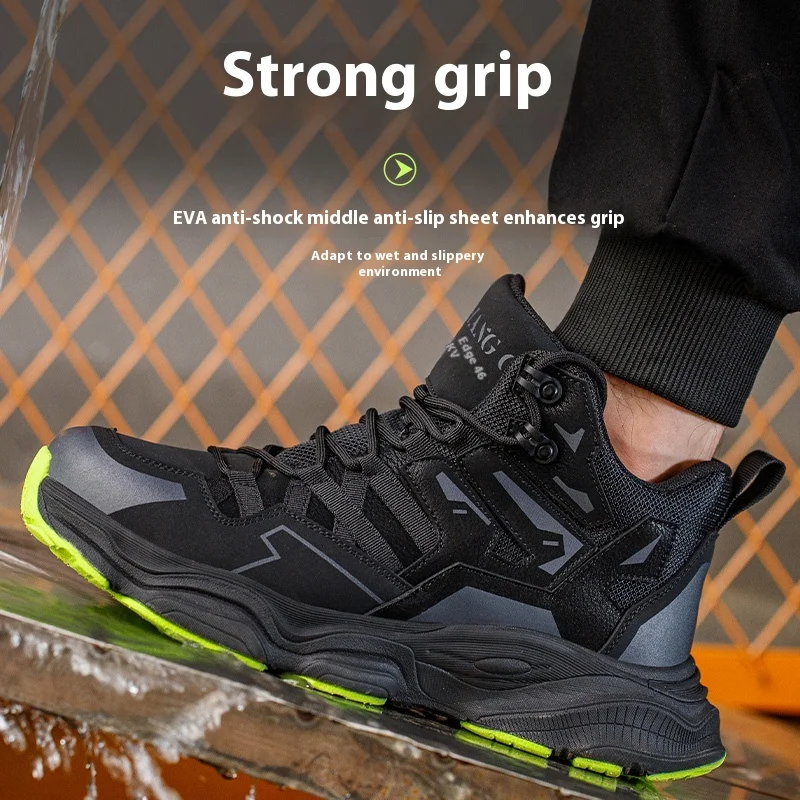 Fashion Men Safety Boots With Steel Toe Cap Anti-smash Work Safety Shoes Men Indestructible Work Hiking Warehouse Shoes - 4