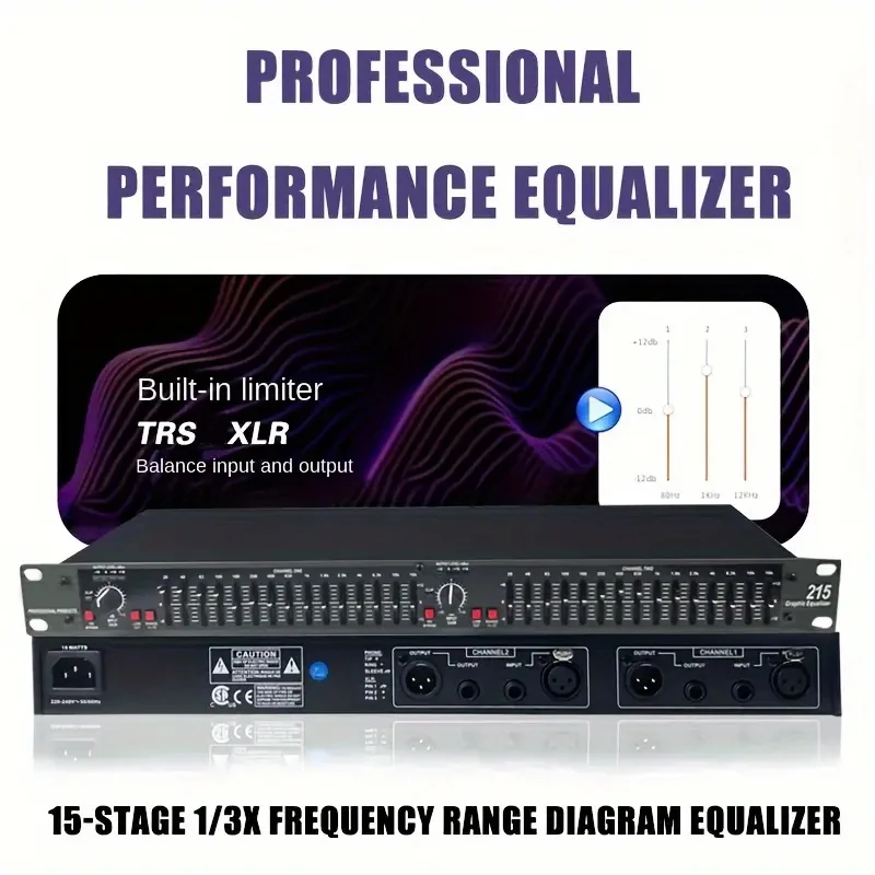 EQ215 Professional Sound Equalizer US Plug Precision Tuning Studios Live Performances audio equalizer