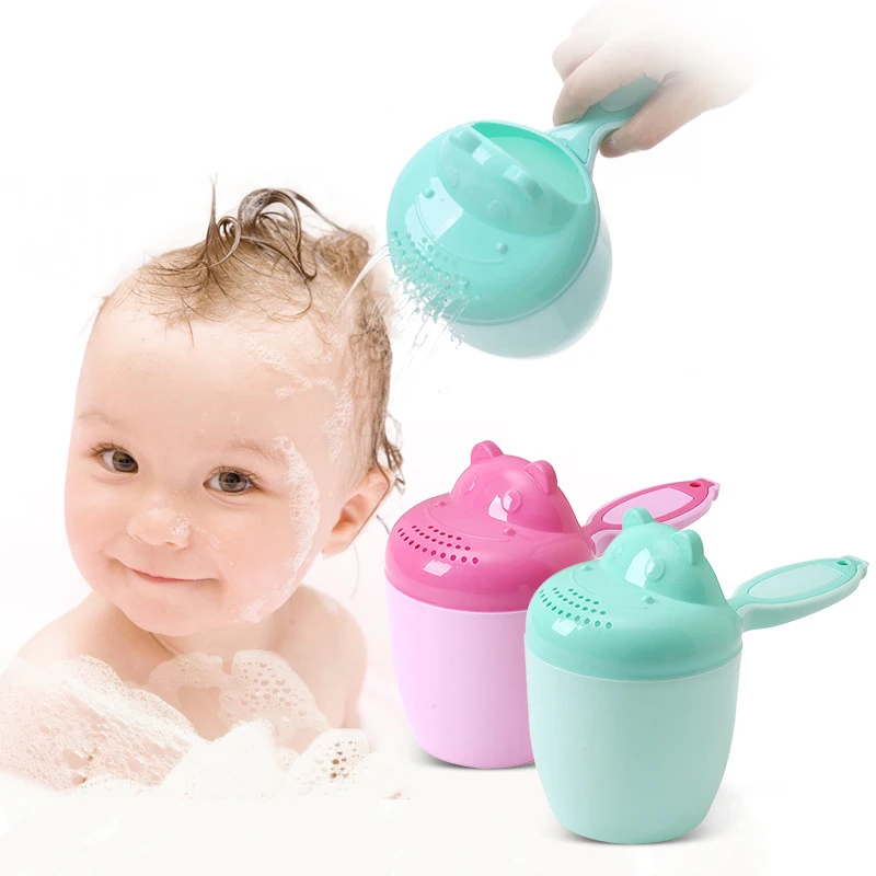 Baby Bath Tool Cute Cartoon Baby Bath Caps Toddle Shampoo Cup Children Bathing Bailer Baby Shower Spoons Child Washing Hair Cup Kids Bath Tool