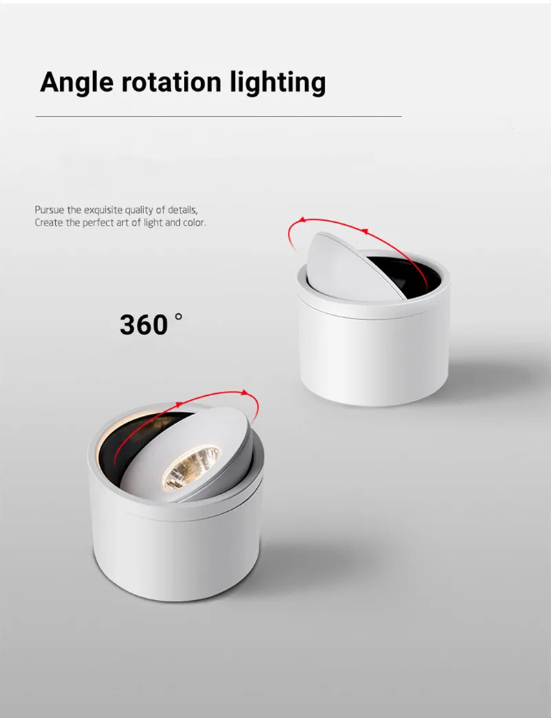 7W20W Dimmable Surface Mounted LED Rotatable Background Spot Light COB Downlight 110V 220V
