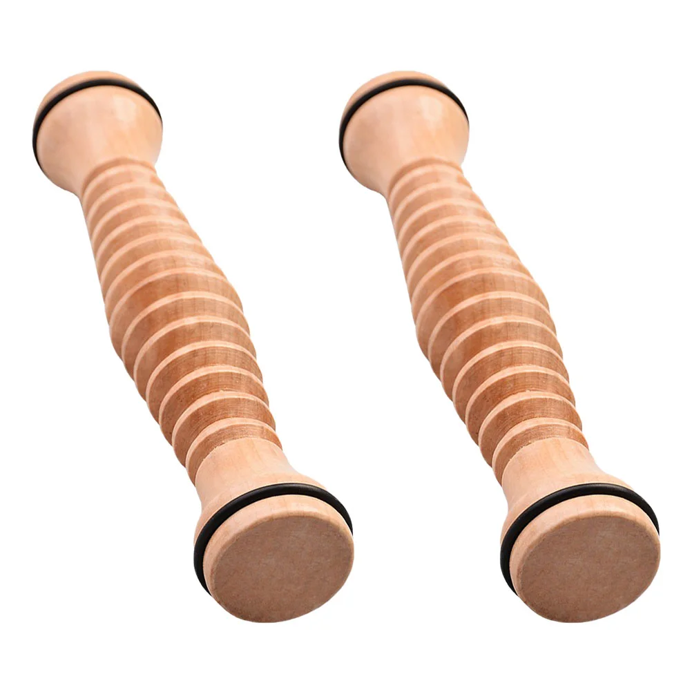 

2 Pcs Wood Tools Wooden Massage Stick Foot Massager Sole Roller Scroll Wheel Fitness