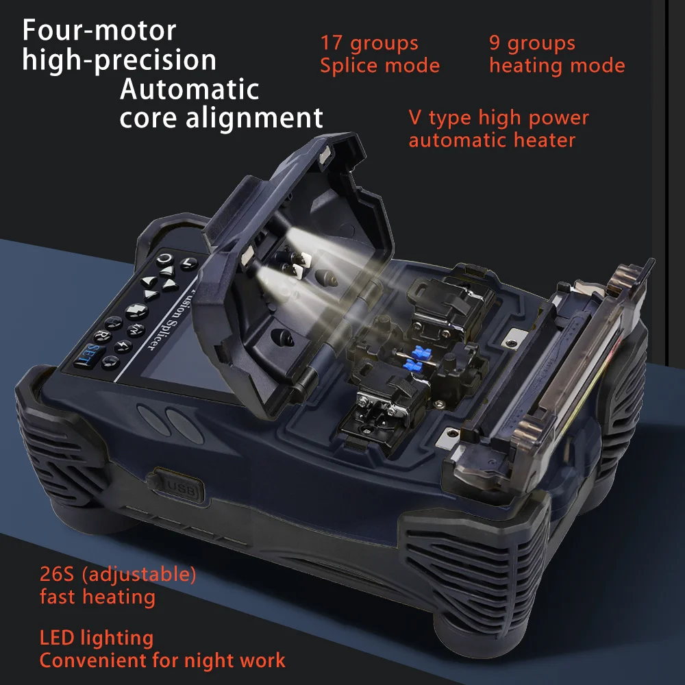 A-87S Fully Automatic Mini Optic Fiber Fusion Splicer Splicing Machine FTTH Fiber Optic Tool Set