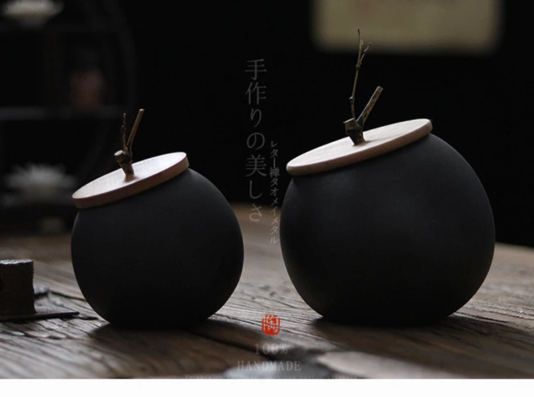 Description Picture 2 of itemVintage Simplicity Ceramic Tea Caddies Moisture Proof Sealed Jar Tea Box Candy Box Tea Storage Jars Household Storage Jar