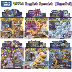 Carte Pokemon TCG Pokémon arc en ciel, 360 pièces, en anglais et espagnol, à paillettes, jeux de monstre de poche, Collection de cartes à collectionner 