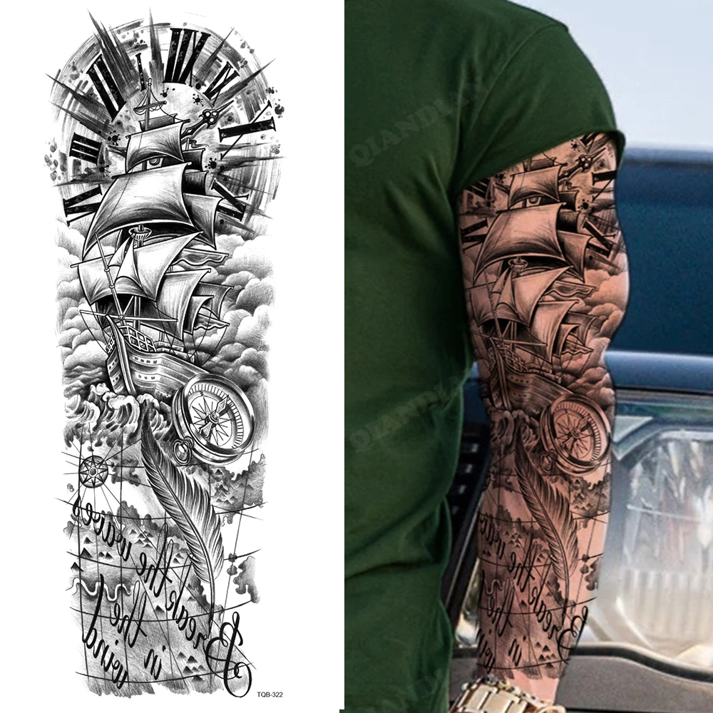 Adesivi per tatuaggi temporanei a braccio completo impermeabili Foresta  Tigre Lupo Cavallo Guerriero Corpo Fiore indiano Crose Uomo Totem Donna  Tatoo - AliExpress, image size:1000x1000